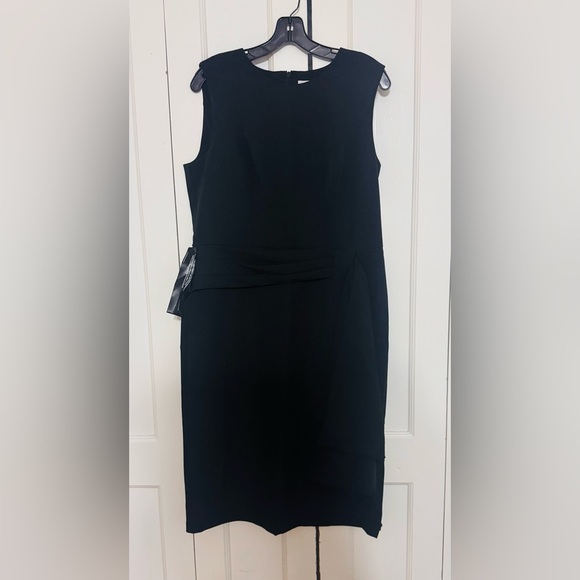 Kay Unger Black Raven Draped Sheath Midi Dress - Picture 5 of 8